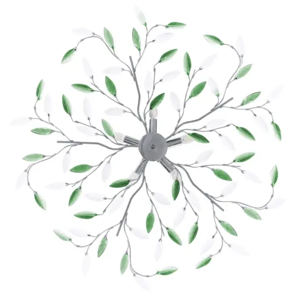 Roheline lehekujuline laelamp 5 x E14 pirnile, kroomitud metall ja akrüül, 100 x 15 cm – 3