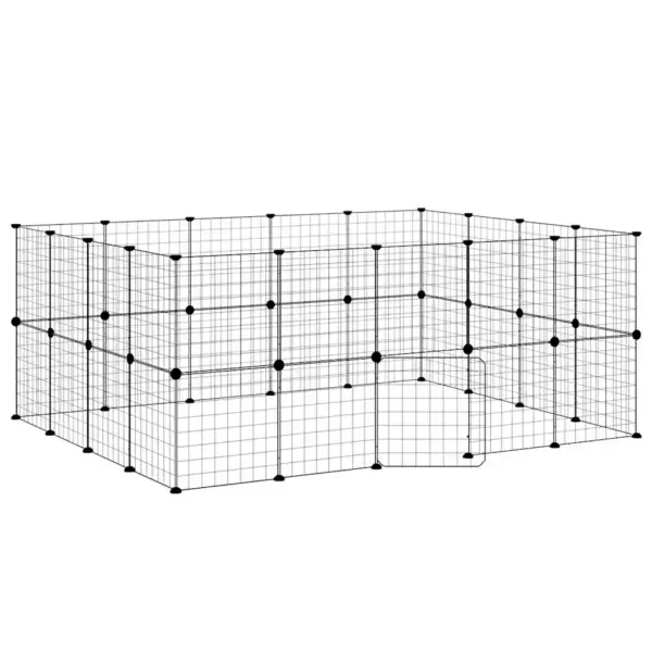 36-paneeliline lemmiklooma aedik uksega, must pulbervärvitud teras, paneel 35 x 35 cm – 2