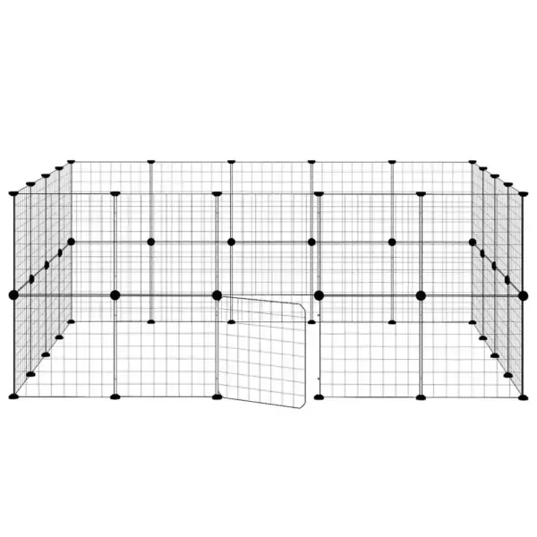 36-paneeliline lemmiklooma aedik uksega, must pulbervärvitud teras, paneel 35 x 35 cm – 5