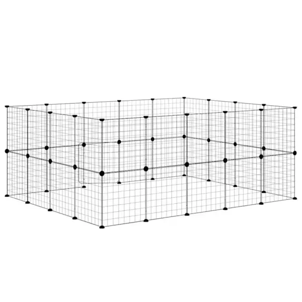 36-paneeliline lemmiklooma aedik uksega, must pulbervärvitud teras, paneel 35 x 35 cm – 7