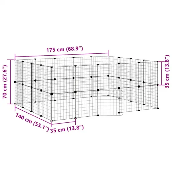 36-paneeliline lemmiklooma aedik uksega, must pulbervärvitud teras, paneel 35 x 35 cm – 9