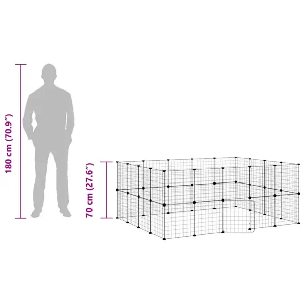 36-paneeliline lemmiklooma aedik uksega, must pulbervärvitud teras, paneel 35 x 35 cm – 10