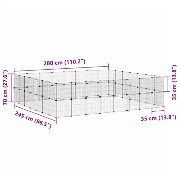 60-paneeliga lemmiklooma aedik uksega, must pulbervärvitud teras, paneel 35 x 35 cm, 1,5 cm võrevahe – 9
