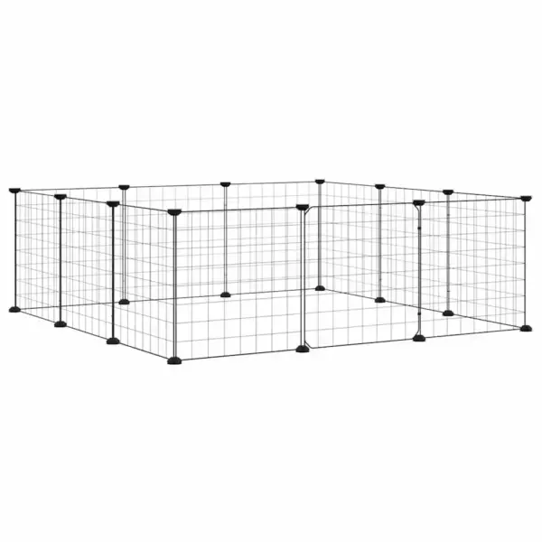 Modulaarne lemmiklooma aedik uksega, 12 paneeli, must pulbervärvitud teras, paneel 35 x 35 cm – 3