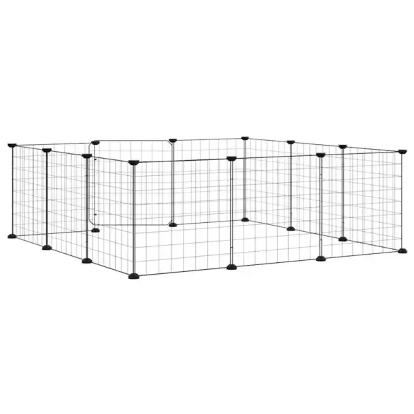 Modulaarne lemmiklooma aedik uksega, 12 paneeli, must pulbervärvitud teras, paneel 35 x 35 cm – 6