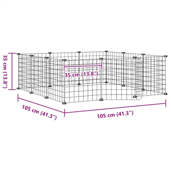 Modulaarne lemmiklooma aedik uksega, 12 paneeli, must pulbervärvitud teras, paneel 35 x 35 cm – 8
