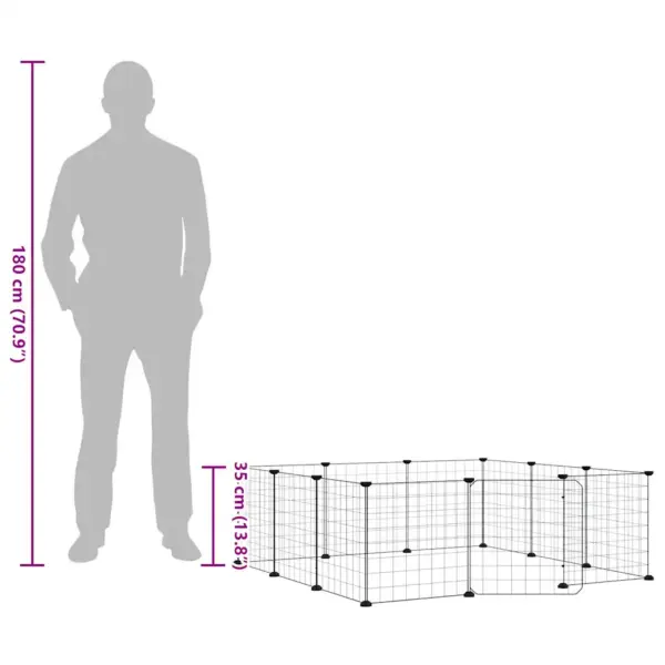 Modulaarne lemmiklooma aedik uksega, 12 paneeli, must pulbervärvitud teras, paneel 35 x 35 cm – 9