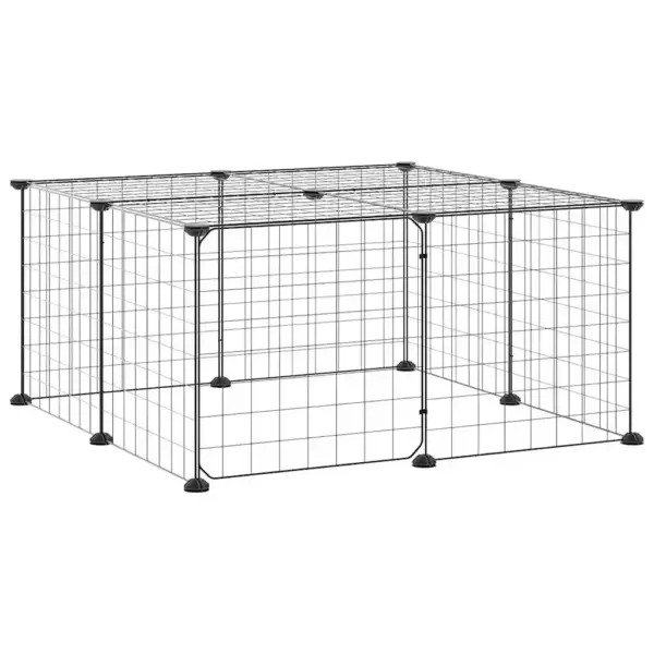 Modulaarne lemmiklooma aedik uksega, 12 paneeli, must pulbervärvitud teras, paneel 35 x 35 cm – 3