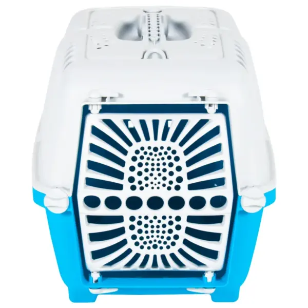 Lemmiklooma transpordipuur topeltlukuga, valge-sinine PP, 55 x 36 x 36 cm – 3