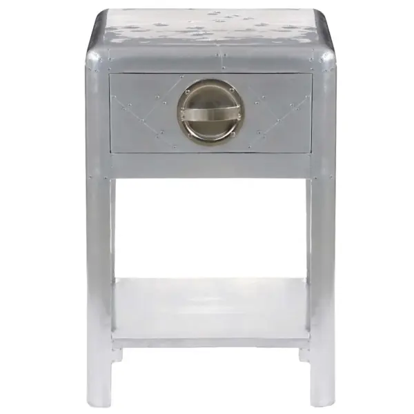 Lennukistiilis lisalaud sahtli ja alumise riiuliga, hõbedane, 40 x 40 x 60 cm – 4