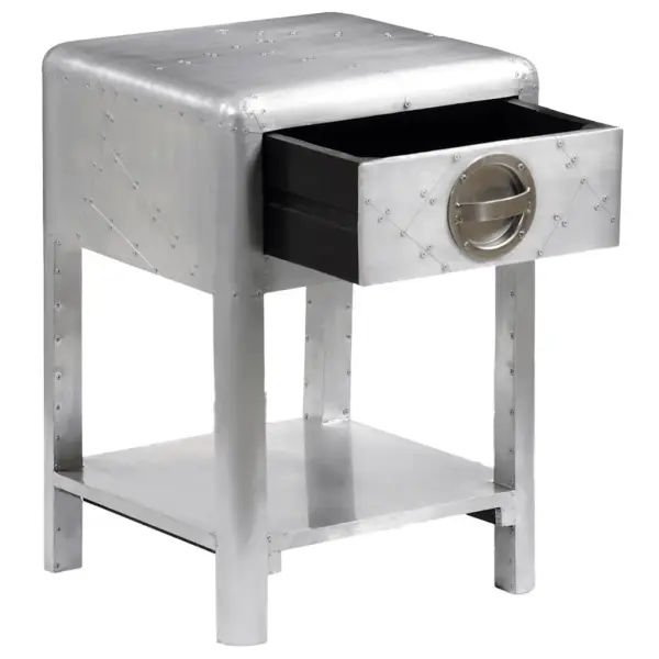 Lennukistiilis lisalaud sahtli ja alumise riiuliga, hõbedane, 40 x 40 x 60 cm – 5