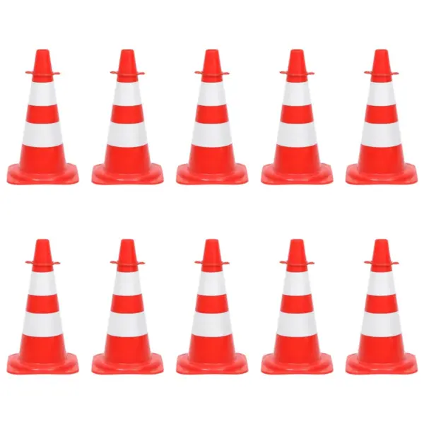 Liikluskoonuste ja ketiga piirdeaia komplekt, 10 koonust, 10 m plastkett, punane-valge, 50 cm – 3