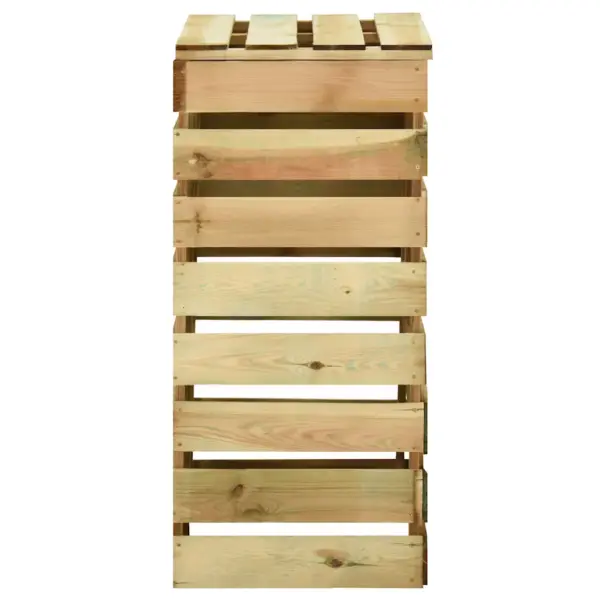 Liistudega kompostikastid avaneva kaanega, 2 tk, roheimmutatud männipuit, 80 x 50 x 100 cm – 5