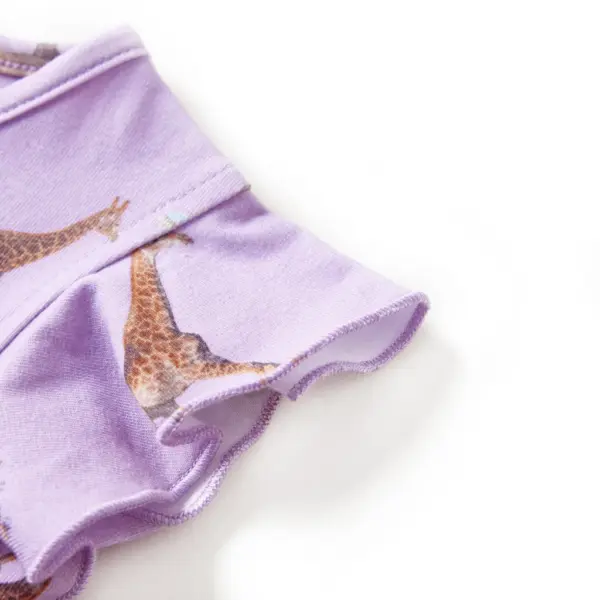 Laste kleit kaelkirjakutega, lilla, volangvarrukad ja pingutusnööriga vöökoht, 94% puuvill, suurus 104 (sobib 3–4 aastasele) – 4