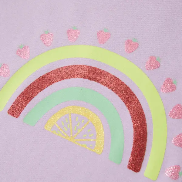 Laste T-särk vikerkaare ja maasikatrükiga, lilla, suurus 92 – 4