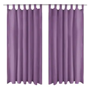 Mikrosatiinist kardinad aasadega, 2 tk, lilla, 140 x 225 cm