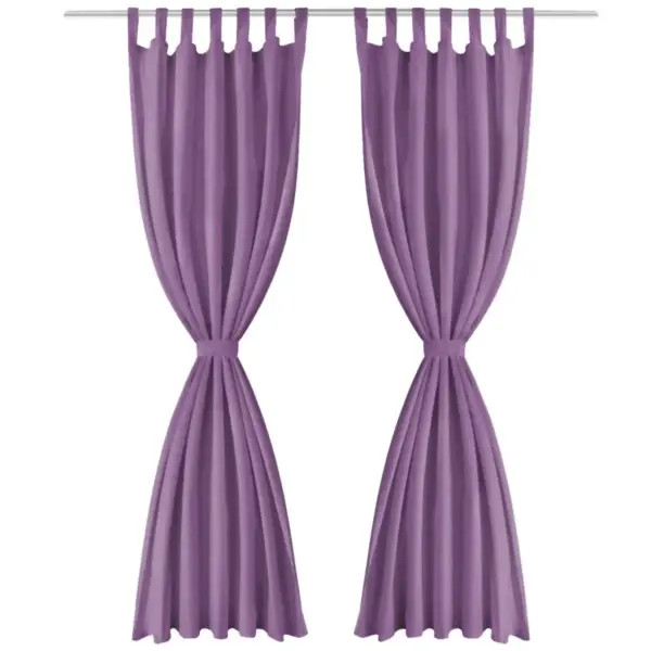 Mikrosatiinist kardinad aasadega, 2 tk, lilla, 140 x 225 cm - 2
