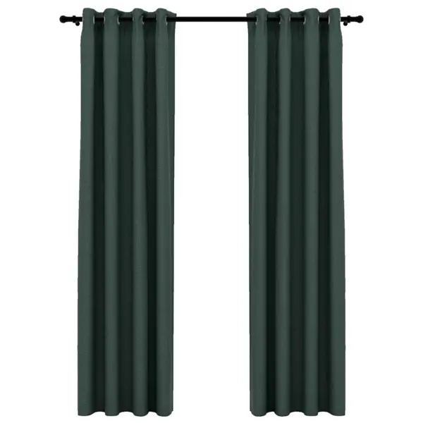 Linase välimusega pimendavad kardinad 2 tk, roheline, 140 x 225 cm, 8 aasa, 100% polüester – 2