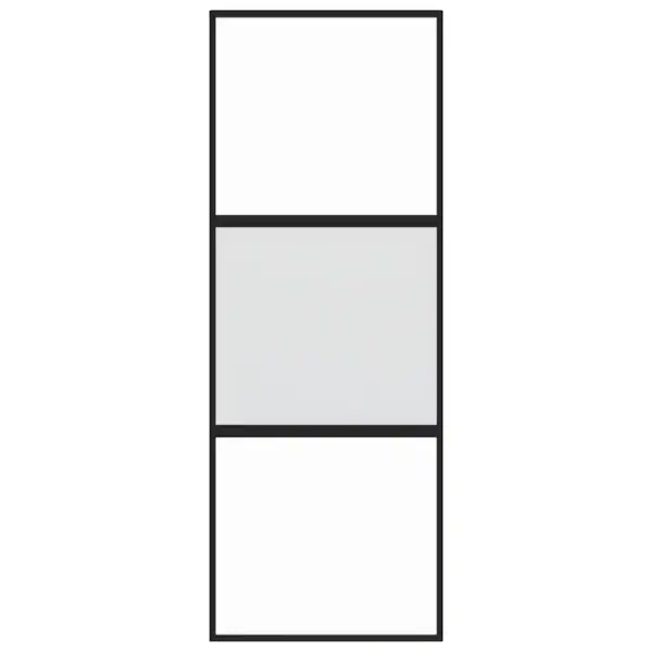 Liuguks musta alumiiniumraamiga, matt ja läbipaistev karastatud klaas, 76 x 205 cm – 4