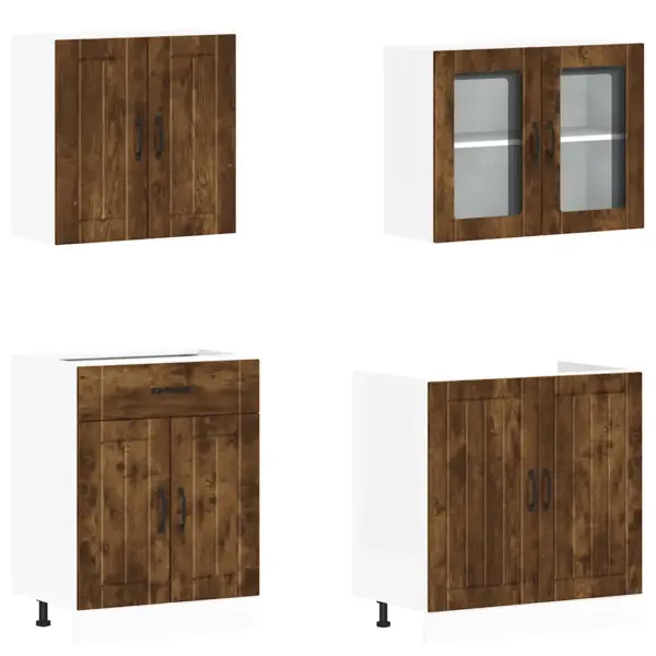 4-osaline köögikappide komplekt Lucca, suitsutamm, tehispuit ja klaas – 4