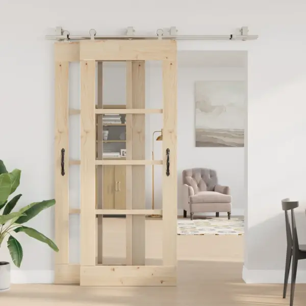 Kahekordse lükandukse riistvarakomplekt aidauksele, roostevaba teras, hõbedane, siini pikkus 183 cm – 3