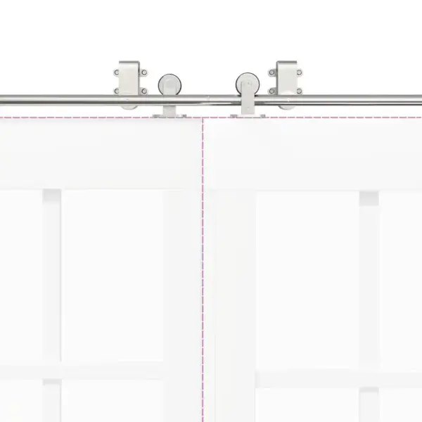 Kahekordse lükandukse riistvarakomplekt aidauksele, roostevaba teras, hõbedane, siini pikkus 183 cm – 10