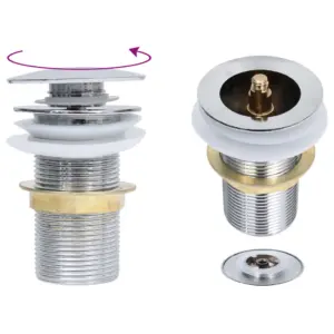 Lükatav valamupõhjaklapp ilma ülevooluta, kroom, tsink ja messing, 1¼", 6,4 x 6,4 x 9,1 cm