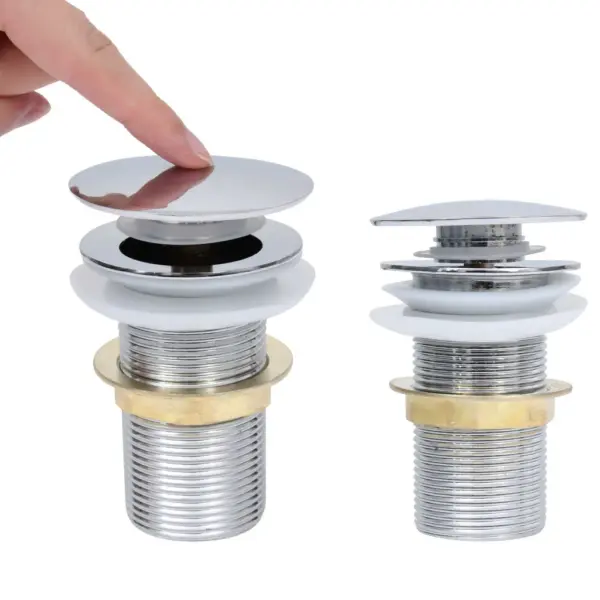 Lükatav valamupõhjaklapp ilma ülevooluta, kroom, tsink ja messing, 1¼”, 6,4 x 6,4 x 9,1 cm – 2