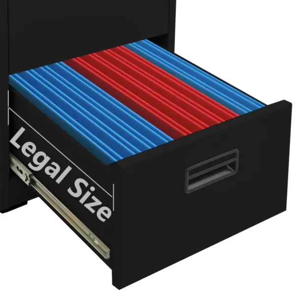 Lukustatav 3-sahtliline terasest failikapp, must, 46 x 62 x 102,5 cm – 9