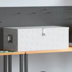 Lukustatav alumiiniumist hoiukast tööriistadele, hõbedane, 90 x 47 x 33,5 cm