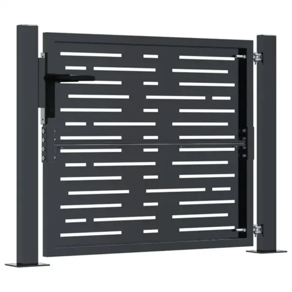 Lukustatav terasest aiavärav laserlõikega, antratsiithall, 100 x 75 cm, kandiline disain - 5