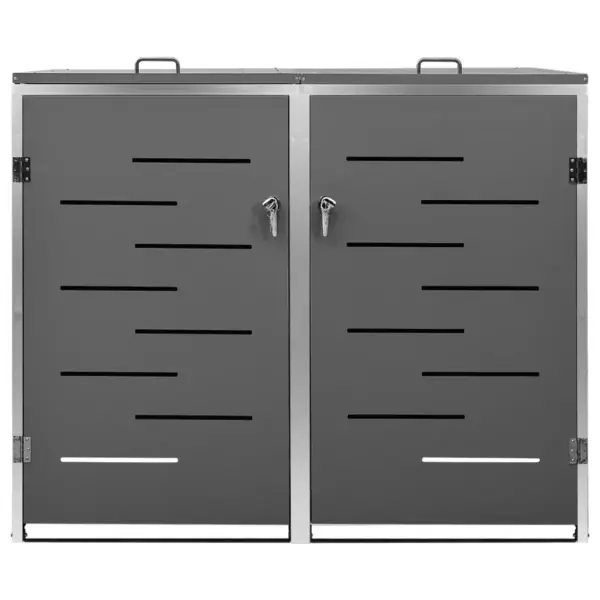 Kahe prügikasti kuur lukustatav, antratsiithall tsingitud teras, roostevaba raam, 138 x 77,5 x 112,5 cm – 3