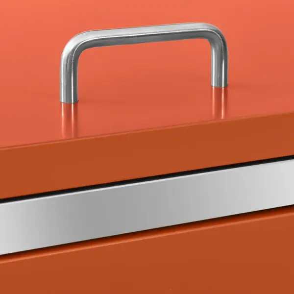 Lukustatav oranž prügikastikuur 1 ratastega prügikastile, tsingitud teraspaneelid, roostevabast terasest raam, 69 x 77,5 x 112,5 cm – 9