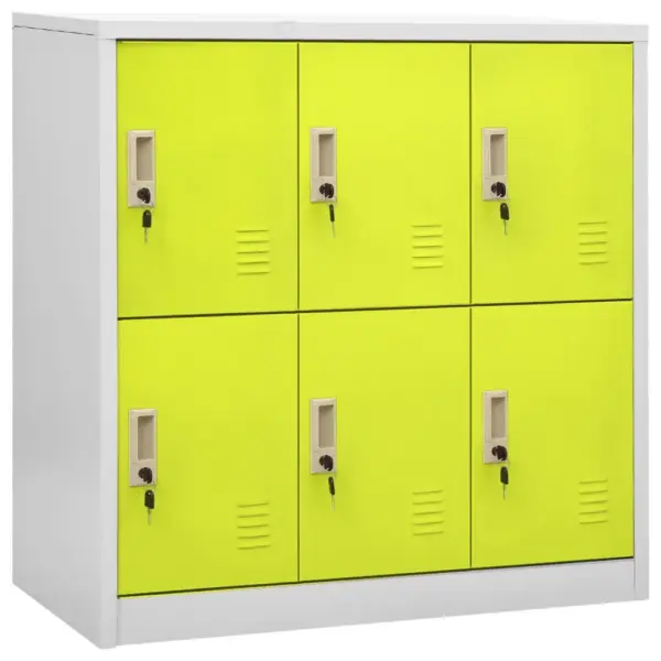 Lukustatavad terasest hoiukapid 5 tk, 6 uksega, helehall ja roheline, 90 x 45 x 92,5 cm - 2