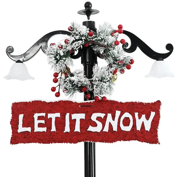 Lumesajuga jõulukaunistus lumememmeperega, LED-tuled ja meloodia, sinine, 170 cm – 3