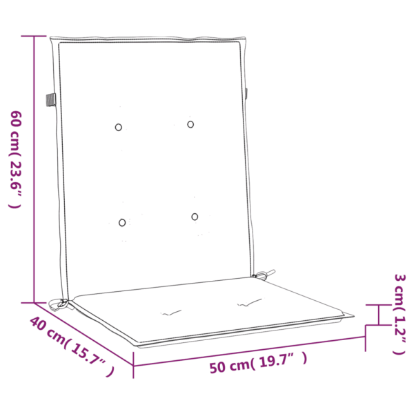 Madala seljatoega toolipadjad, hall ruuduline oxford-kangas, 4 tk, 100 x 50 x 3 cm – 10
