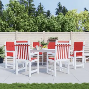 Madala seljatoega toolipadjad, punane vetthülgav oxford-kangas, 6 tk, 100 x 50 x 3 cm