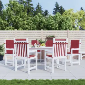 Madala seljatoega toolipadjad, vetthülgav oxford-kangas, veinipunane, 6 tk, 100 x 50 x 3 cm