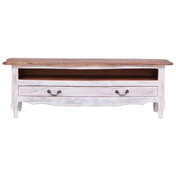 Mahagonipuidust telerialus 1 sahtliga, valge, 120 x 30 x 40 cm – 3