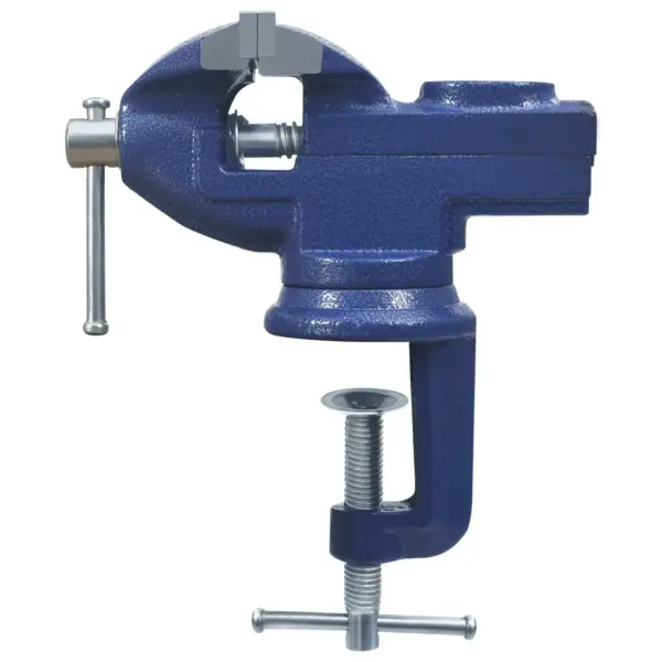 Töölauakruustangid 360° pöörleva alusega, malm, sinine, haaratsi laius 60 mm – 2