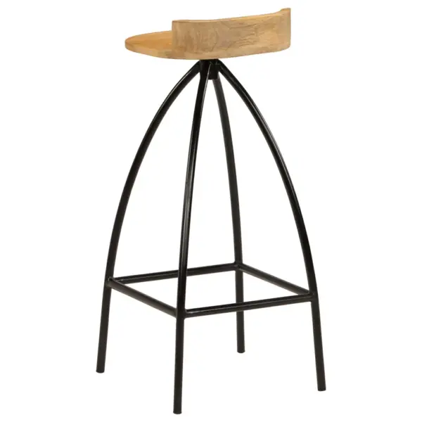 Mangopuidust baaripukid madala seljatoega, 2 tk, musta terasraamiga, 40 x 40 x 82 cm – 5