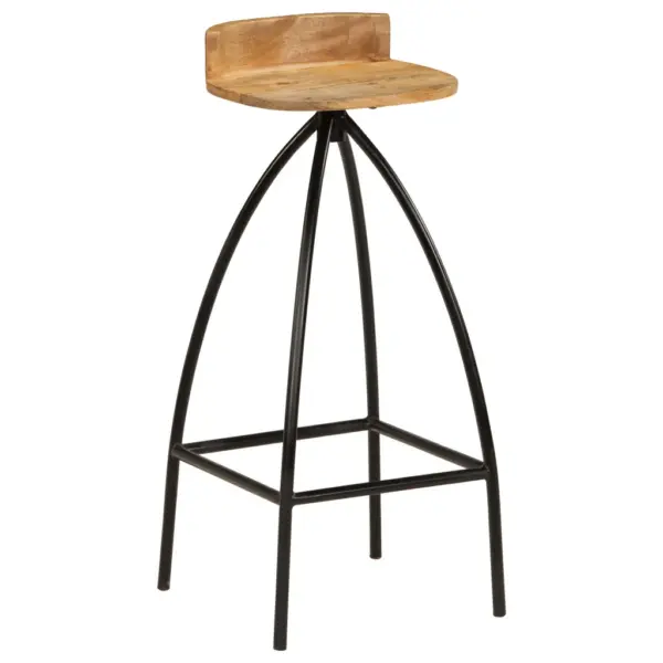 Mangopuidust baaripukid madala seljatoega, 2 tk, musta terasraamiga, 40 x 40 x 82 cm – 9