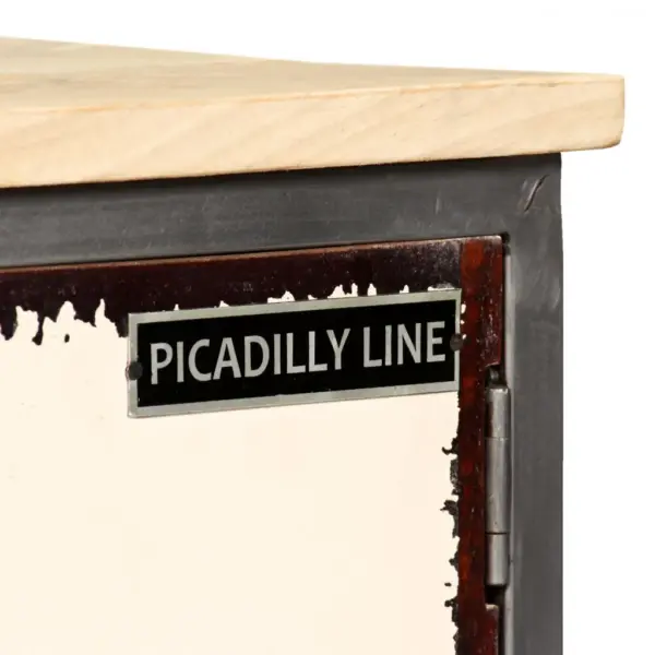 Industriaalstiilis telerikapp mangopuidust ja terasest, mitmevärviline, 120 x 30 x 45 cm – 6