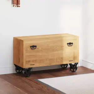 Jalatsikapp mangopuidust ratastega, pruun, 86 x 35 x 50 cm