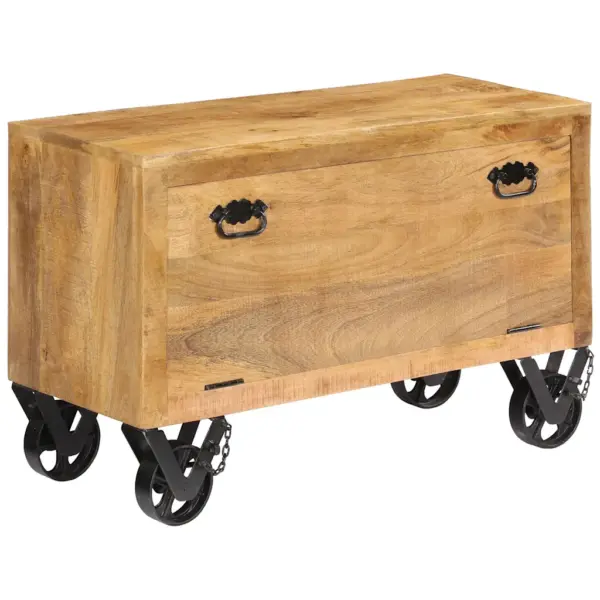 Jalatsikapp mangopuidust ratastega, pruun, 86 x 35 x 50 cm – 2