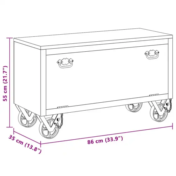 Jalatsikapp mangopuidust ratastega, pruun, 86 x 35 x 50 cm – 11
