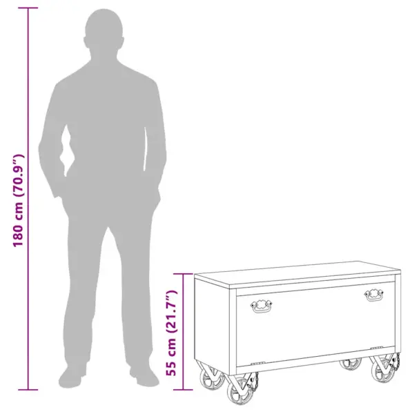 Jalatsikapp mangopuidust ratastega, pruun, 86 x 35 x 50 cm – 12