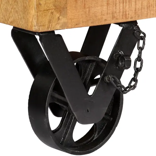 Jalatsikapp mangopuidust ratastega, pruun, 86 x 35 x 50 cm – 8