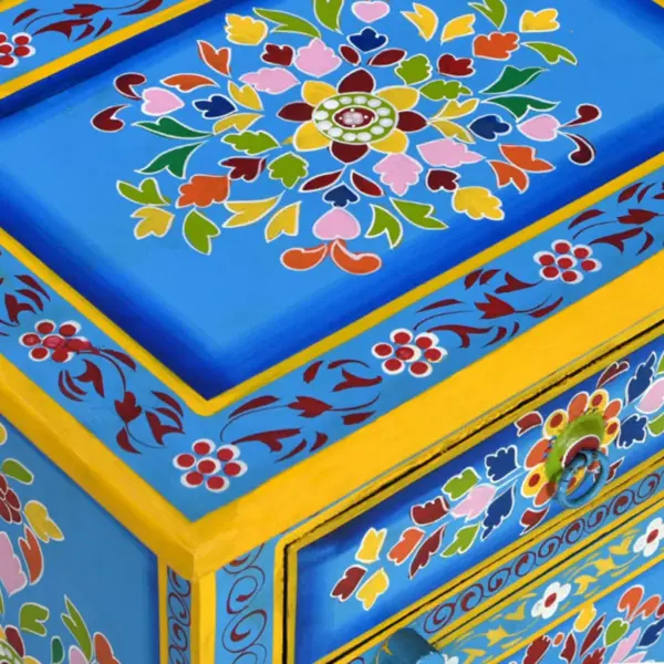 Käsitsi maalitud mangopuidust öökapp sahtli ja kapiga, türkiissinine, 40 x 30 x 50 cm – 8