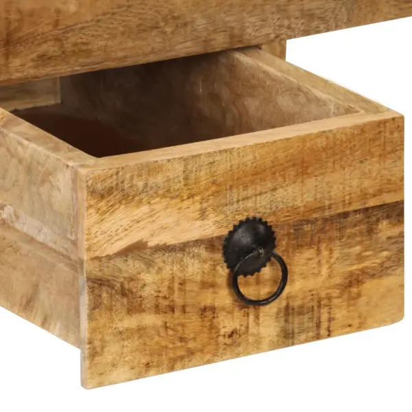 Kirjutuslaud mangopuidust 2 sahtliga, 110 x 50 x 77 cm, musta terasraamiga – 6